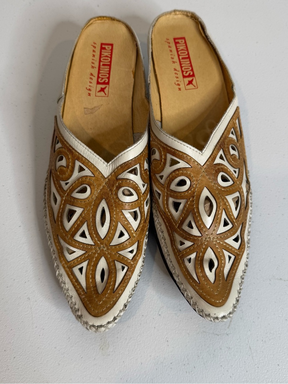 PIKOLINOS | Embroidered Hand Crafted Leather Heeled Mules Spanish Design